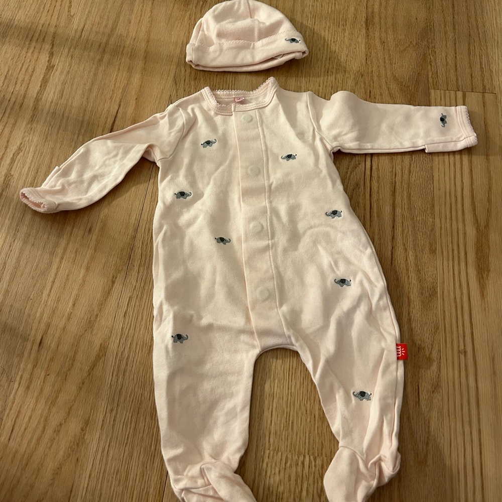 Magnetic Me Pink Elephant Pajamas 0-3
